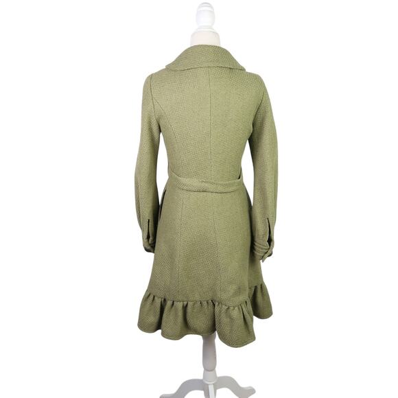 Prima Donna sage green textured frilly mid length coat S - Picture 4 of 9